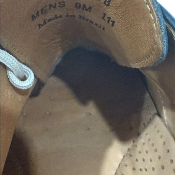 Johnston & Murphy Size 9M TwoTone Blue Cream Sheepskin Shoes Made in Brazil - Picture 8 of 10